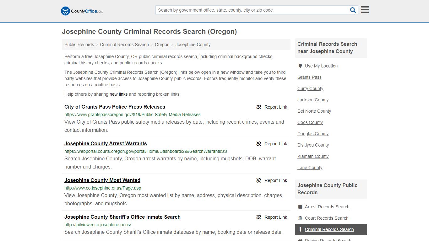 Josephine County Criminal Records Search (Oregon) - County Office