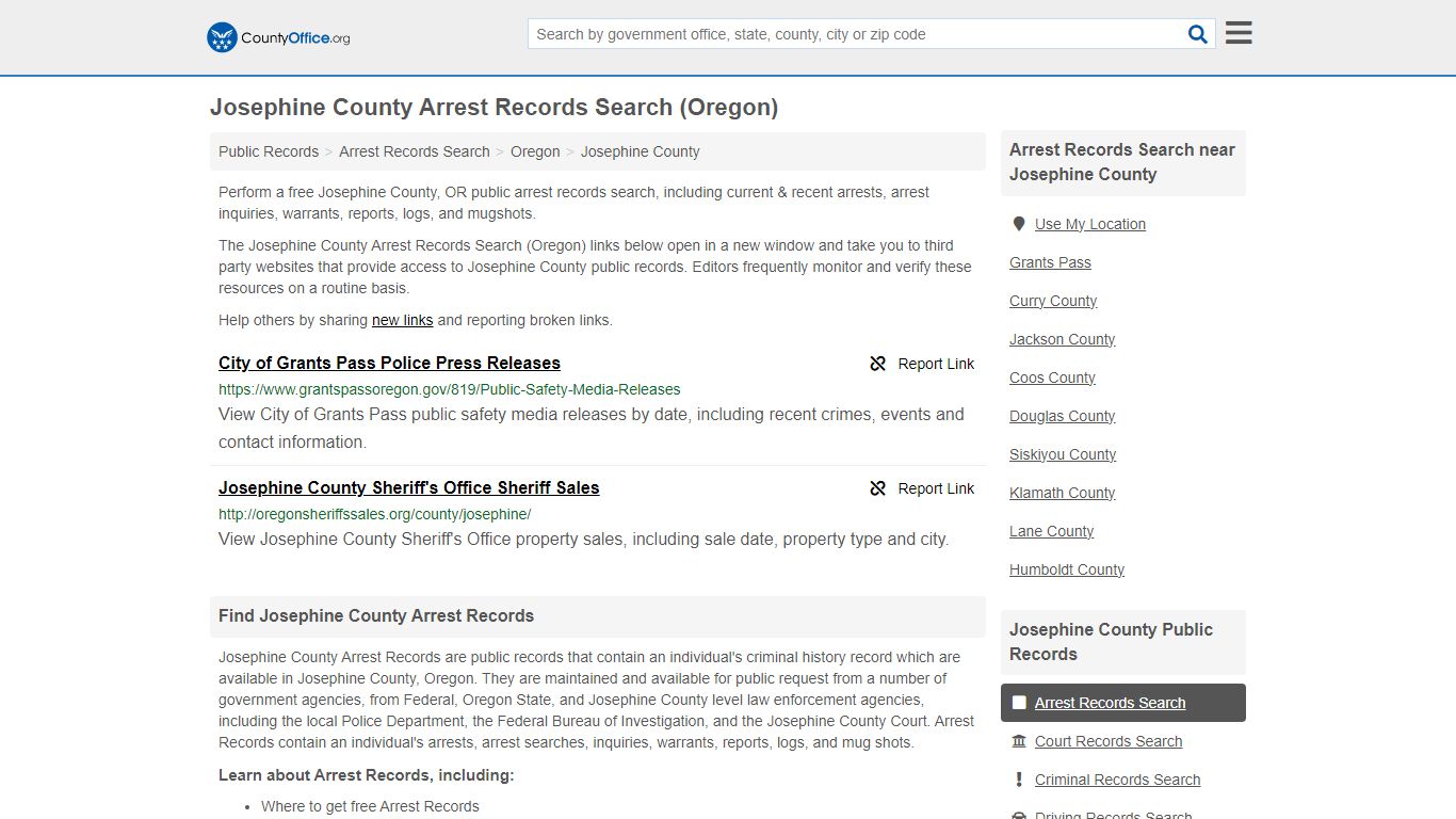 Arrest Records Search - Josephine County, OR (Arrests & Mugshots)